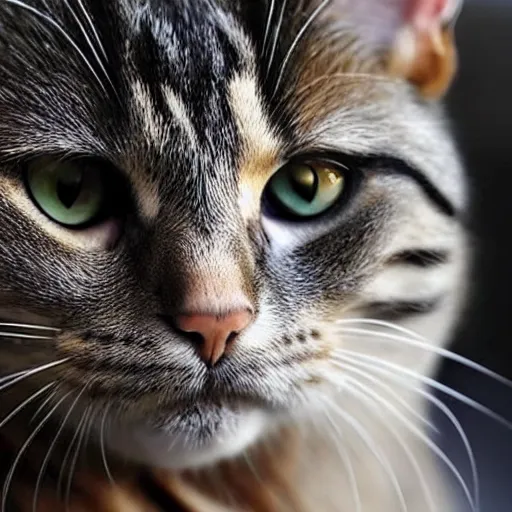 Prompt: a close up photo of a cat that looks like Vladimir Putin