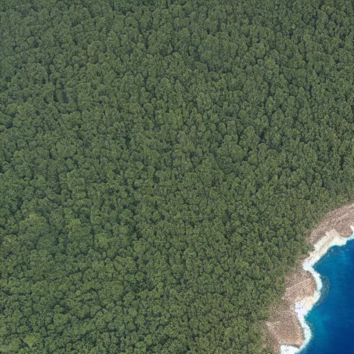 Prompt: a camera capture high resolution photograph of a large flat verdant island with large mountains with red peaks