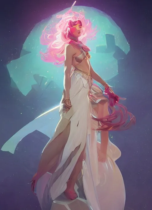 Prompt: a couple made of sparkling crystal, diamond and rose quartz, full body view, beautiful high quality realistic fantasy art but its hyper light drifter, trending on artstation by artgerm and greg rutkowski and alphonse mucha