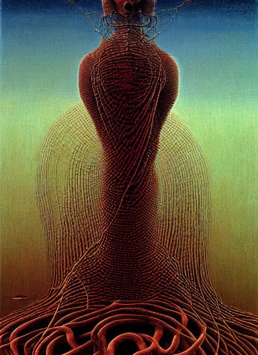 Image similar to a machine to become god highly detailed painting by zdzisław beksinski 8 k