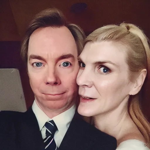 Image similar to Jimmy McGill and Kim Wexler selfie, polaroid