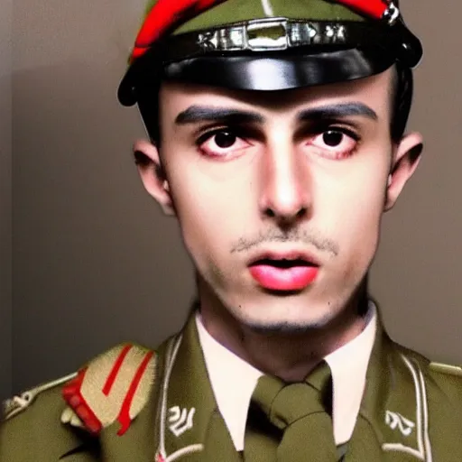 Image similar to playboi carti as a german world war ii soldier captured on a old camera 4 k detailed super realistic