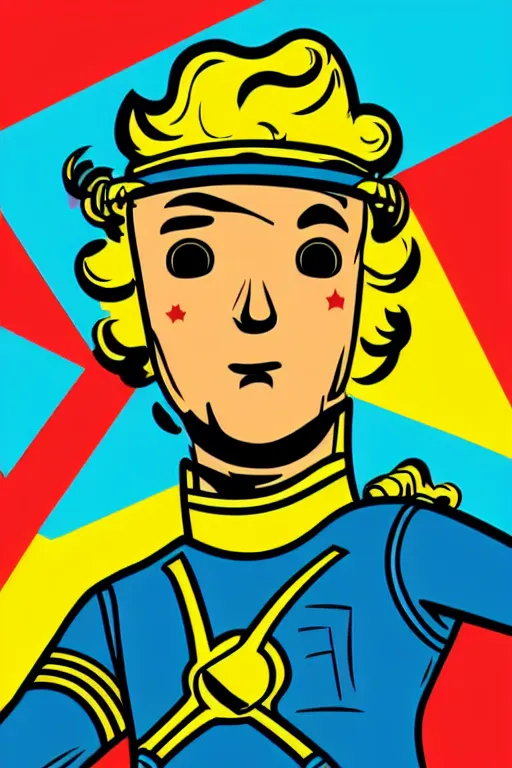 Image similar to fallout 7 6 retro futurist illustration art by butcher billy, sticker, colorful, illustration, highly detailed, simple, smooth and clean vector curves, no jagged lines, vector art, smooth andy warhol style