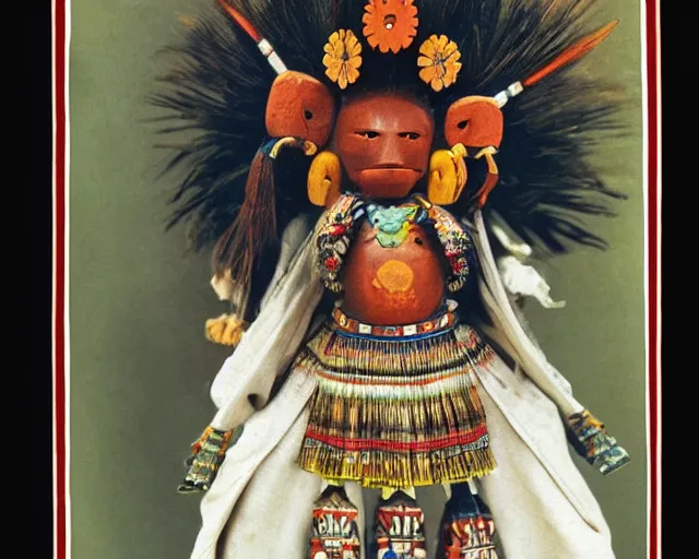 Image similar to detailed photo of a Hopi kachina dolls, by Alphonse Mucha, sharp high quality