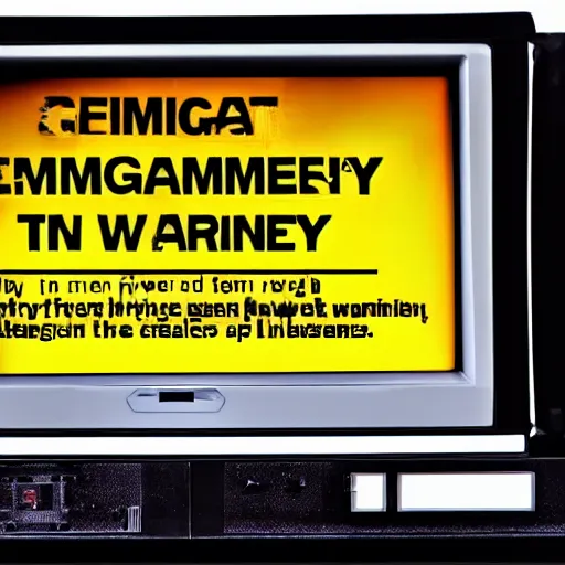 Image similar to ominous emergency warning broadcast on a crt tv in the living room