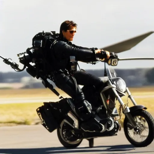 Prompt: photo of tom cruise using a jet pack, 8 0 0 t, 3 5 mm, full - hd