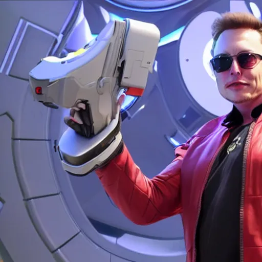 Prompt: Elon Musk as a character from Overwatch