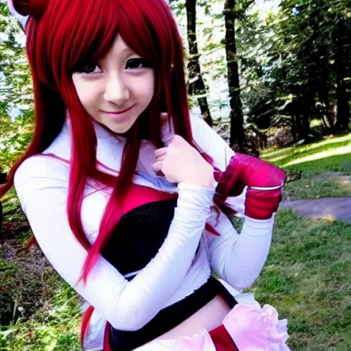 Image similar to cute girls cosplay as anime girls beautiful