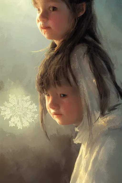 Prompt: medieval little girl, joyful, close-up portrait, intricate, elegant, volumetric lighting, scenery, digital painting, highly detailed, artstation, sharp focus, illustration, concept art, ruan jia, steve mccurry