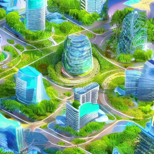 Image similar to City of the future in harmony with nature. Beautiful illustration.