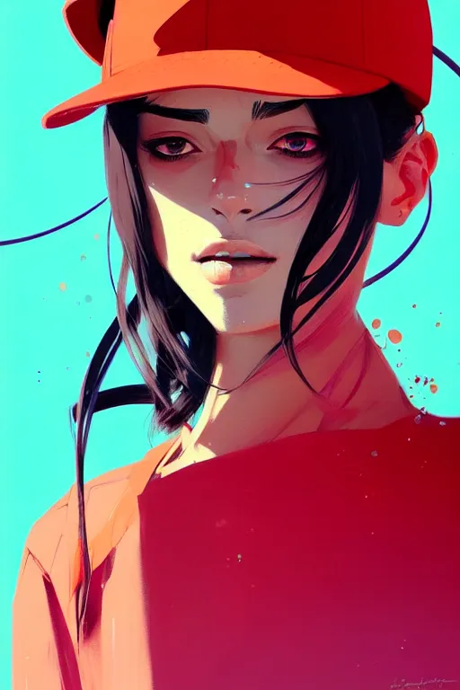 Prompt: a ultradetailed beautiful portrait panting of a stylish woman wearing a snapback, by conrad roset, greg rutkowski and makoto shinkai, trending on artstation