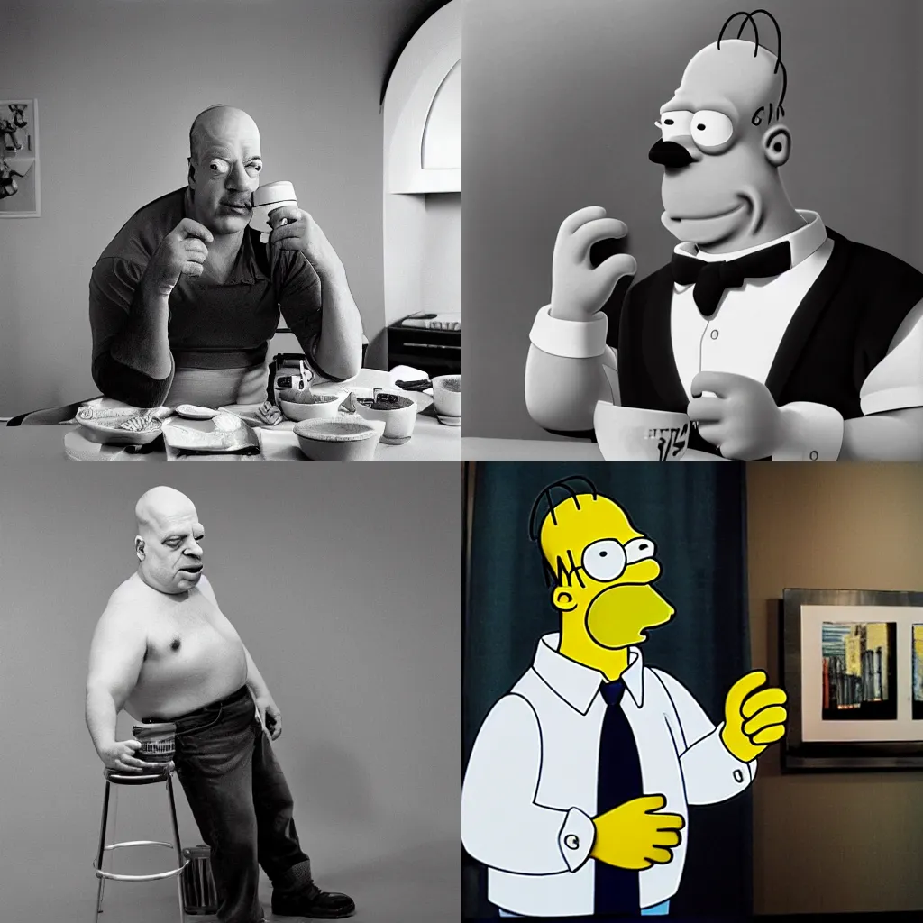 Prompt: Real life Homer Simpson, photograph