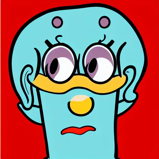 Image similar to handsome squidward portrait, realistic, pop art style, vivid