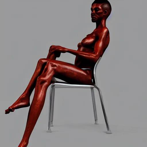 Image similar to chair with human legs instead of legs, hyperrealistic render, highly detailed, 4k, artstation