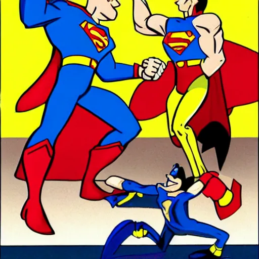 Image similar to superman punching sonic the hedge hog