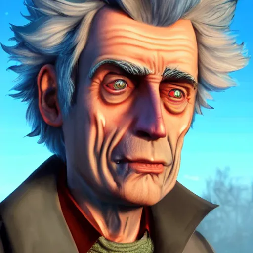 Image similar to Rick Sanchez in Read Dead 2, hyper realistic, HD, HQ, photo realistic