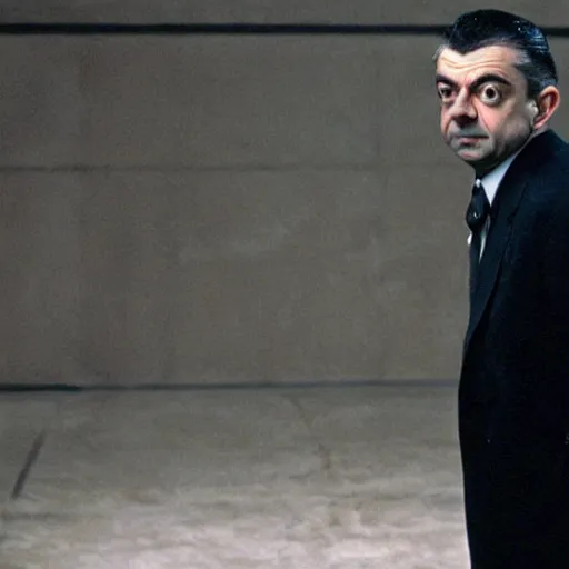 Image similar to film still of Rowan Atkinson in Matrix