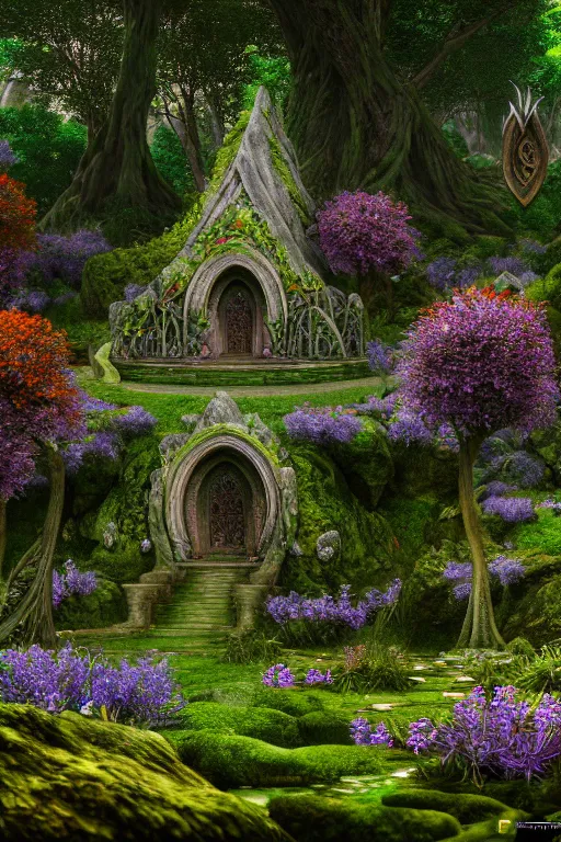 Prompt: photography of a hyper realistic lost celtic elven temple in a magical fantasy garden, lake, colorful flowers, epic scale, insanely complex, hyperdetailed, sharp focus, hyper realism, artstation, cgsociety, 8 k, bright colors, by takato yamamoto caspar friedrich, albert bierstadt, james gurney, unreal engine 5