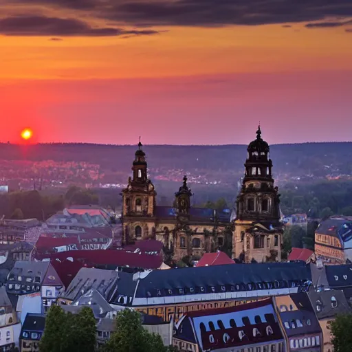 Prompt: wide shot of dresden, sunset