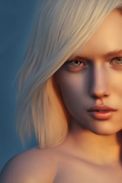 Prompt: hyperrealistic portrait of stunningly beautiful blonde girl in a dawn light, trending on artstation,ultrawide angle, f8, polarizer , unreal engine