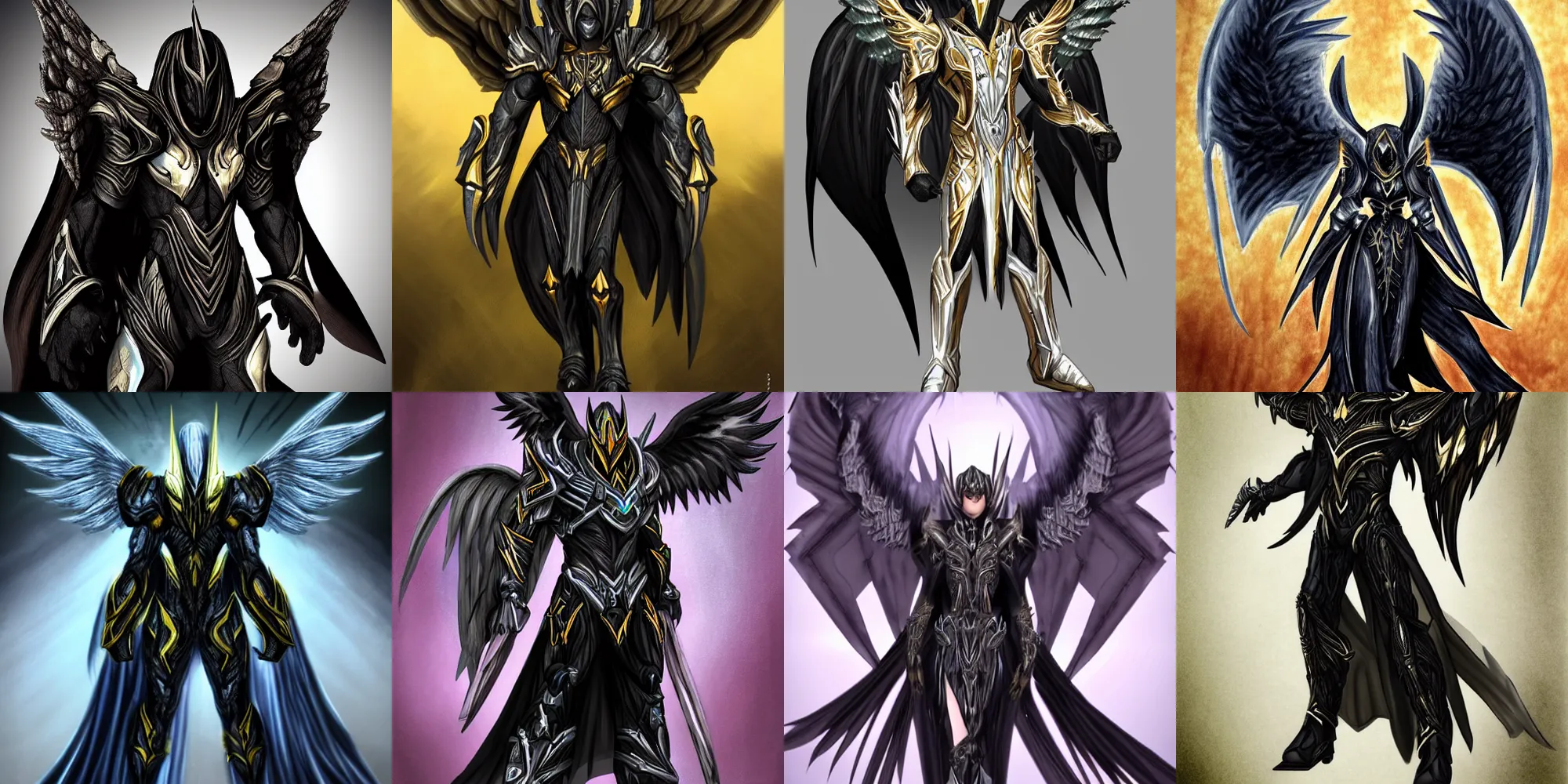 Prompt: angel with black skin in the style of Tyrael