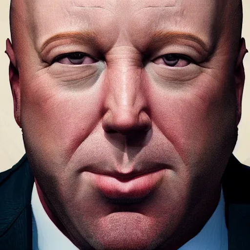 Prompt: hyperrealistic mixed media image of alex jones from info wars disguised as dr. evil, stunning 3 d render inspired art by istvan sandorfi and greg rutkowski, perfect facial symmetry, realistic, highly detailed attributes and atmosphere, dim volumetric cinematic lighting, 8 k octane extremely hyper - detailed render, post - processing, masterpiece,