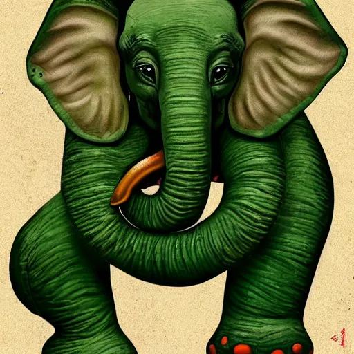 Prompt: green elephant in the style of popular nft arts, super - detailed, trending on artstation