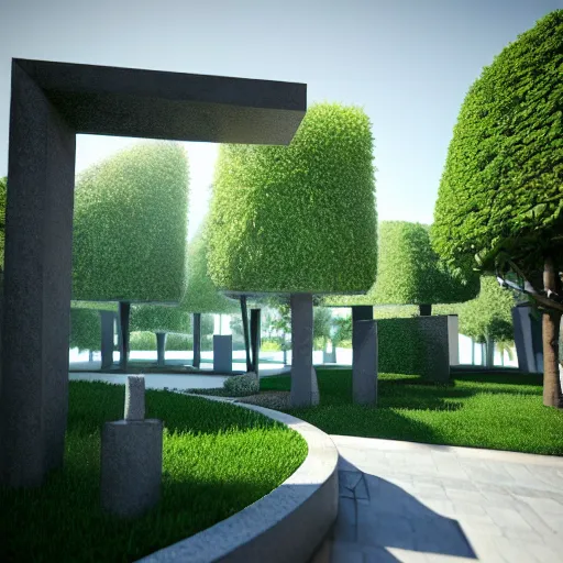 Prompt: : futureustic sculpture garden architectural plans hyper - realistic, detailed, render by c 4 d octane, unreal engine, 8 k 3 d render ray traceing