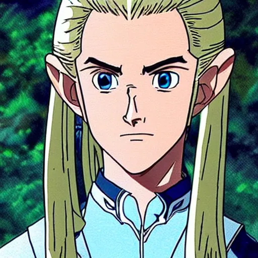 Image similar to legolas from the anime lord of the rings (1986), studio ghibli, very detailed, hyperrealistic