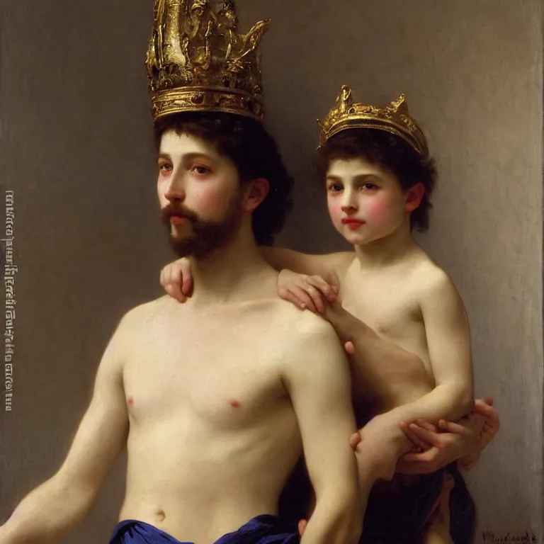 Prompt: Nicolas the II with his crown on by William Adolphe Bouguereau