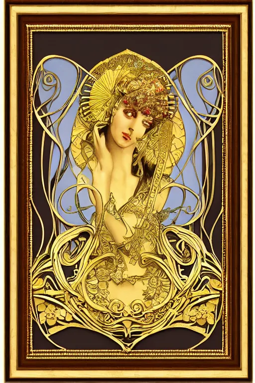 Image similar to an intricate art nouveau frame, golden entertwined edges art, matte, sharp focus,