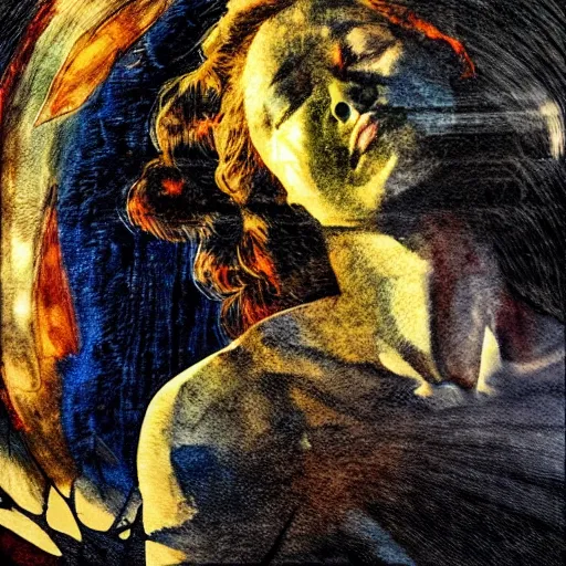 Image similar to the energy of dreams, 8 k resolution, beautiful, dark ambient, neoplasticism art, marvel comics dslr hdr, art by sandra pelser, artemisia gentileschi, water color