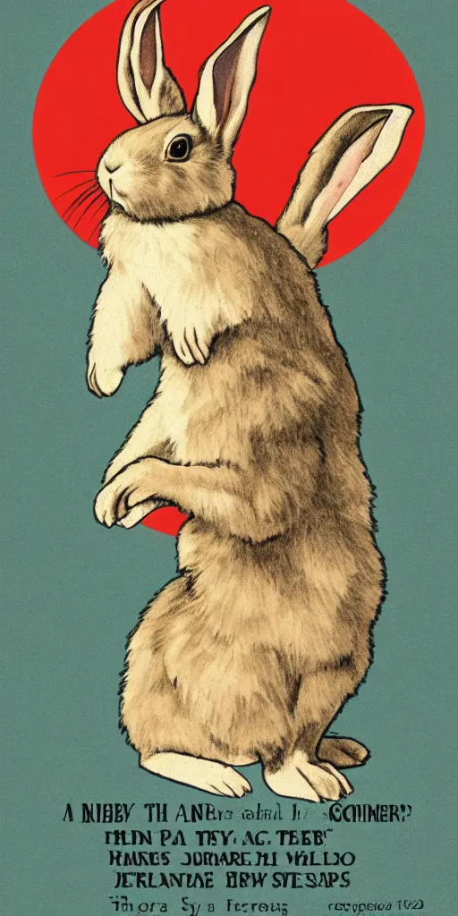 Image similar to a rabbit in the style of a 1 9 2 0 s poster