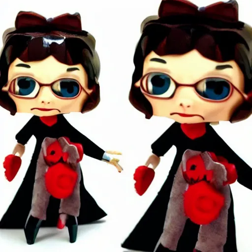 Image similar to audrey hepburn cos play bear outfit, stop motion vinyl action figure, plastic, toy, butcher billy style