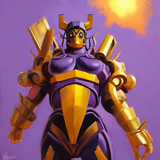 Image similar to greg manchess portrait painting of fierce galactus as overwatch character, medium shot, asymmetrical, profile picture, organic painting, sunny day, matte painting, bold shapes, hard edges, street art, trending on artstation, by huang guangjian, gil elvgren, ruan jia, greg rutkowski, gaston bussiere