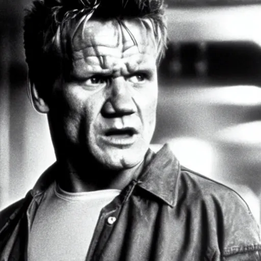 Prompt: Gordon Ramsay as the Terminator in The Terminator (1984)