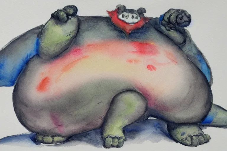 Image similar to obese discord moderator, watercolor, highly detailed