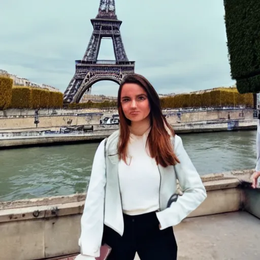 Prompt: badly photoshoped photo of a influencer woman in paris