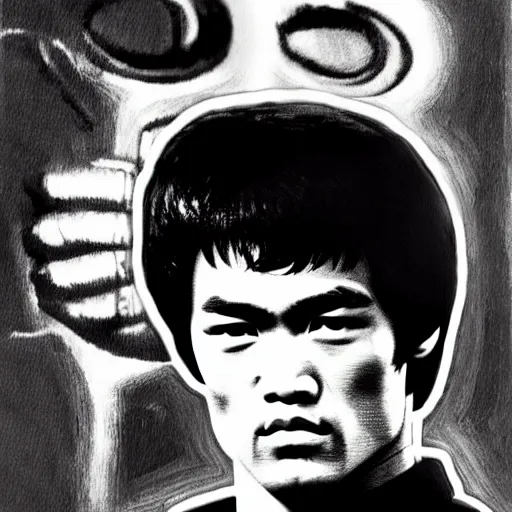 Image similar to portrait of bruce lee by james dean, very detailed, 4 k