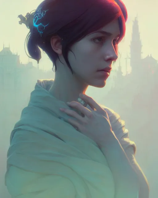 Image similar to highly detailed vfx portrait of sorrow, unreal engine, greg rutkowski, loish, rhads, beeple, makoto shinkai and lois van baarle, ilya kuvshinov, rossdraws, tom bagshaw, alphonse mucha, global illumination, detailed and intricate environment