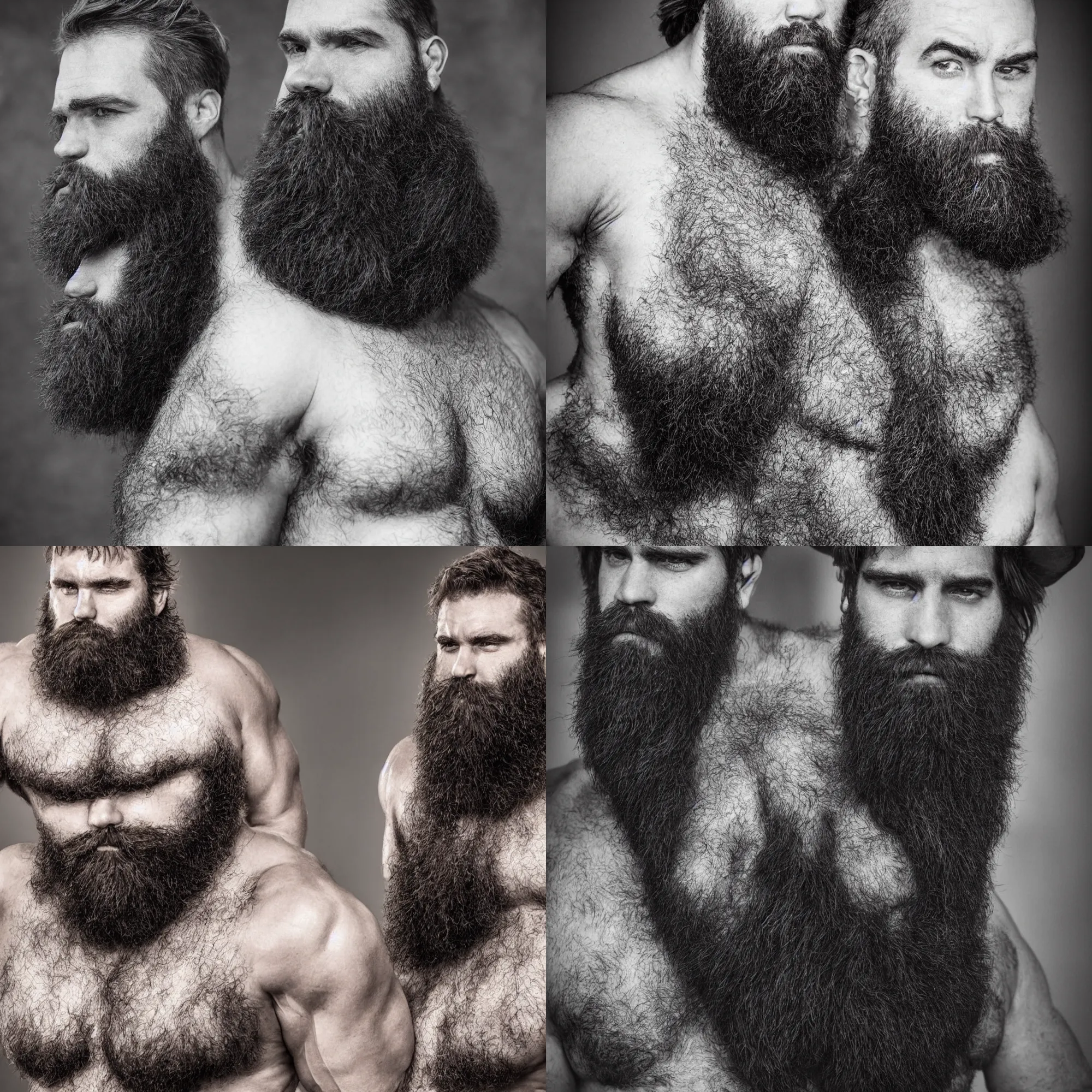 Prompt: Burly man, manliness given form, very hairy, thick beard, highly detailed, HD, epic, muscular man, tall man, portrait