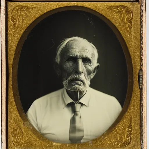 Image similar to facial portrait of a 8 2 year old bukfut, 1 9 1 9, ambrotype, award winning