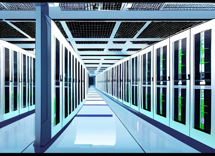 Prompt: data center in anime