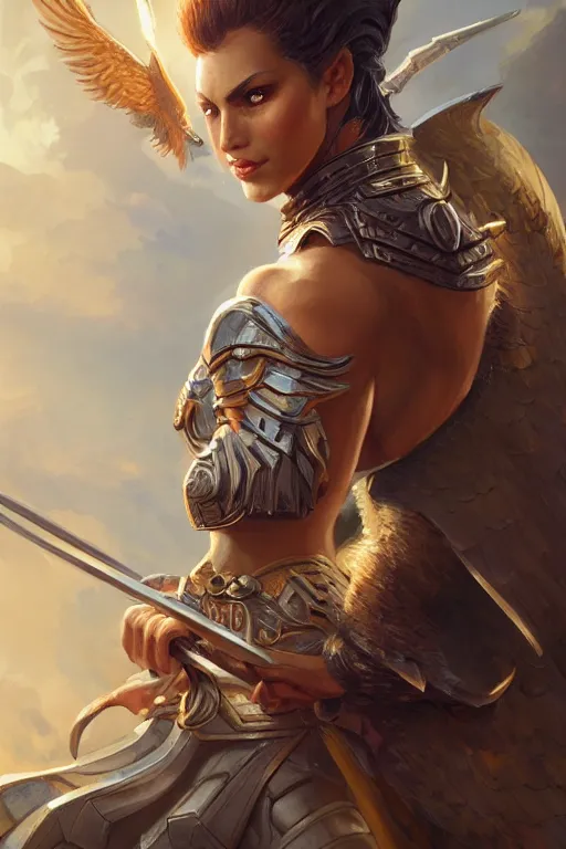 Image similar to amazon valkyrie athena, d & d, fantasy, portrait, highly detailed, headshot, digital painting, trending on artstation, concept art, sharp focus, illustration, art by artgerm and greg rutkowski and magali villeneuve