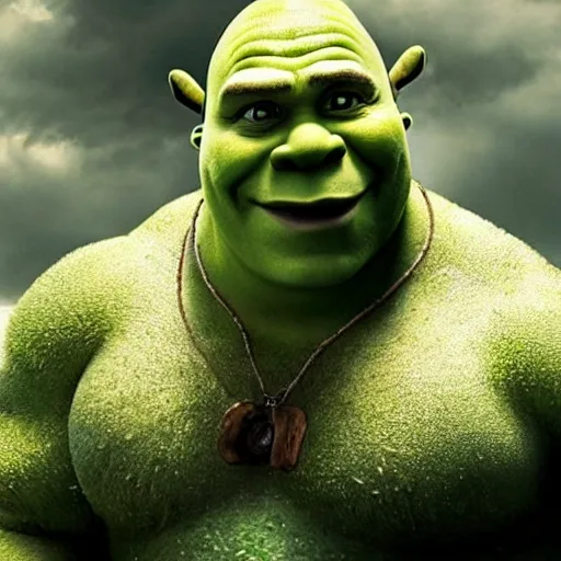 Prompt: Shrek played by the Rock, Dwayne the Johnson had to get fat for this, upcoming film