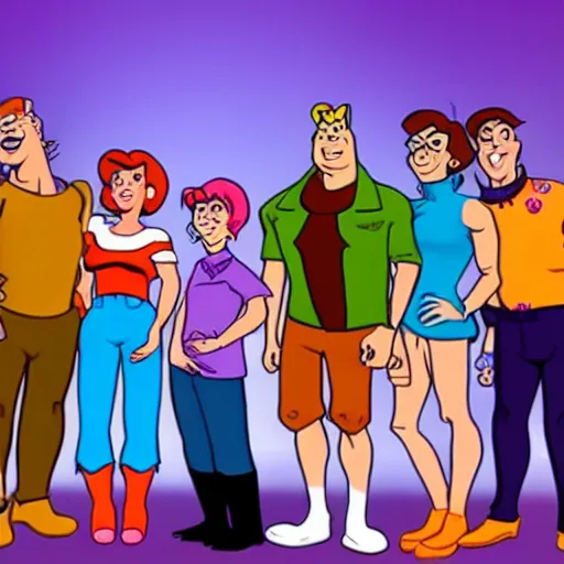 Prompt: scooby doo meet flinstons