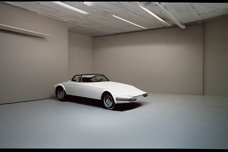 Prompt: designed by Giorgetto Giugiaro stylized poser of a single 1978 Duesenberg Cord, inside of a minimalist Tokyo garage, ektachrome photograph, volumetric lighting, f8 aperture, cinematic Eastman 5384 film