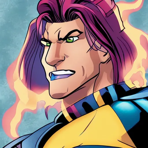 Image similar to x - men 9 0 s cartoon gambit face closeup