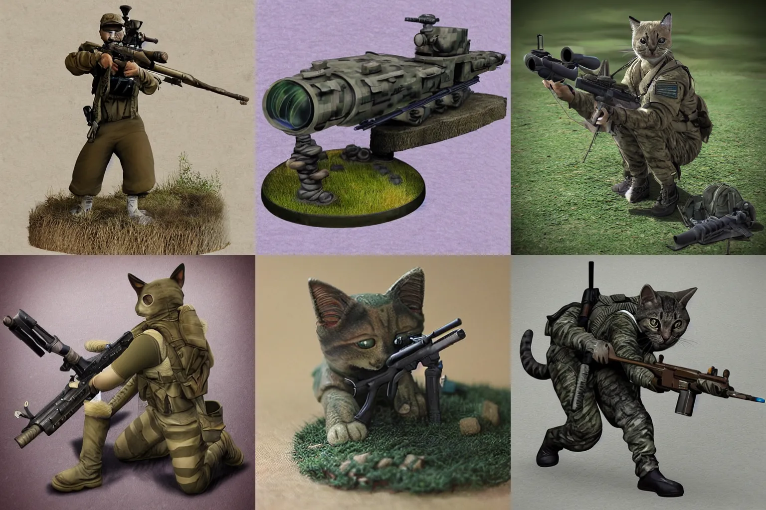 Prompt: kitty cat military sniper, realistic fantasy