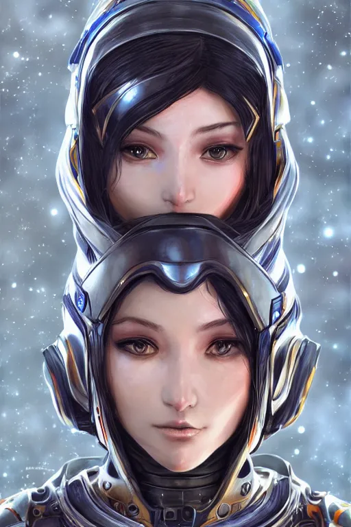 Image similar to female space warrior head wrapped in silk, 3d, sci-fi fantasy, intricate, elegant, highly detailed, lifelike, photorealistic, digital painting, artstation, illustration, concept art, sharp focus, art in the style of Shigenori Soejima